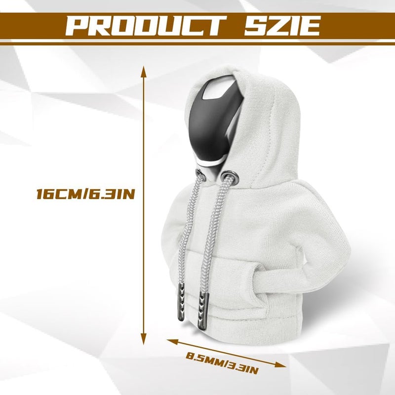 HEVLE Gear Shift Hoodie, Gear Shift Cover, Funny Car Gear Shift Cover, Automotive Interior Cute Gadgets, Automotive Interior Accessories and Decoration (White-2PCS) - Image 2